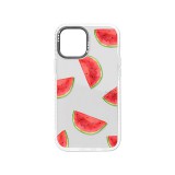 YOOUP Mintás telefontok Melon iPhone 13 Pro átlátszó háttérrel fehér kerettel