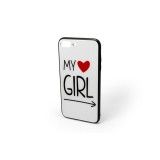 YOOUP Telefontok üveges hátlappal szivecskés mintával iPhone 7 Plus/8 Plus