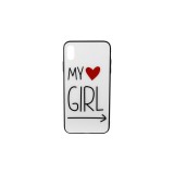 YOOUP Telefontok üveges hátlappal szivecskés mintával My Girl iPhone XS Max