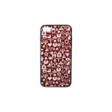 YOOUP Üveges hátlappal rendelkezó telefontok apró karácsonyi mintával iPhone 7 Plus/8 Plus piros-fehér