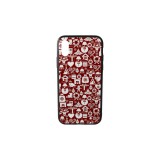 YOOUP Üveges hátlappal rendelkezó telefontok apró karácsonyi mintával iPhone X/XS piros-fehér