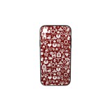 YOOUP Üveges hátlappal rendelkezó telefontok apró karácsonyi mintával iPhone XR piros-fehér