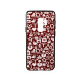 YOOUP Üveges hátlappal rendelkezó telefontok apró karácsonyi mintával Samsung Galaxy S9 Plus G965 piros-fehér