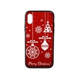 YOOUP Üveges hátlappal rendelkezó telefontok karácsonyi mintával iPhone X/XS piros