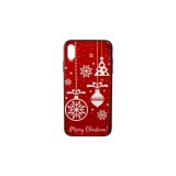 YOOUP Üveges hátlappal rendelkezó telefontok karácsonyi mintával iPhone XS Max piros