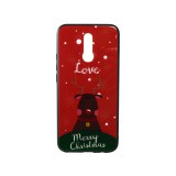 YOOUP Üveges hátlappal rendelkezó telefontok karácsonyi mintával Love Rudolf rénszarvas Huawei Mate 20 Lite piros