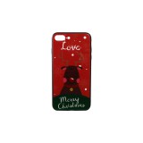 YOOUP Üveges hátlappal rendelkezó telefontok karácsonyi mintával Love Rudolf rénszarvas iPhone 7 Plus/8 Plus piros
