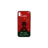YOOUP Üveges hátlappal rendelkezó telefontok karácsonyi mintával Love Rudolf rénszarvas iPhone XS Max piros