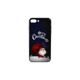 YOOUP Üveges hátlappal rendelkezó telefontok karácsonyi mintával Mikulás puttonnyal iPhone 7 Plus/8 Plus