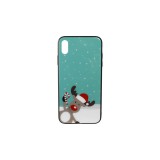 YOOUP Üveges hátlappal rendelkezó telefontok karácsonyi mintával Rudolf rénszarvas iPhone XS Max