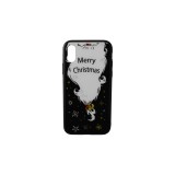 YOOUP Üveges hátlappal rendelkezó telefontok mikulás szakáll mintával (Karácsonyi) iPhone X/XS fekete