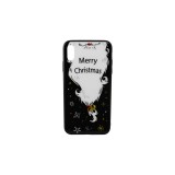 YOOUP Üveges hátlappal rendelkezó telefontok mikulás szakáll mintával (Karácsonyi) iPhone XS Max fekete