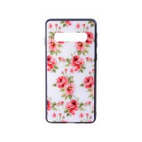 YOOUP Üveges hátlappal rendelkezó telefontok rózsa mintával fehér háttérrel Samsung Galaxy S10 G973F