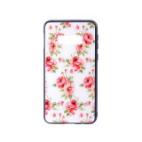 YOOUP Üveges hátlappal rendelkezó telefontok rózsa mintával fehér háttérrel Samsung Galaxy S10E G970F