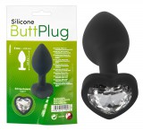 You2Toys Anal Plug - fehér köves anál plug (fekete)