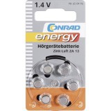 ZA13 hallókészülék elem, cink-levegő, 1,4V, 280 mAh, 6 db, Conrad Energy ZA13, PR48 (650496)