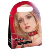 ZADO - bőr nyakörv és póráz (piros)