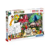 Zafari Double 2 az 1-ben 104db-os színezhető kétoldalas puzzle - Clementoni
