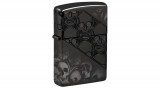 Zippo 46751, koponyák kollázs mély faragott páncél öngyújtó, HP fekete kivitelben