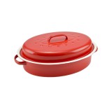 Zománcozott kacsasütő, 37*26 cm, piros-fehér - Ingyenes szállítással