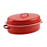 Zománcozott kacsasütő, 42*32 cm, piros-fehér - Ingyenes szállítással