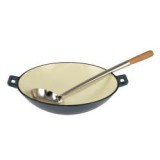Zománcozott öntöttvas wok 37 cm, acélkék (28067)