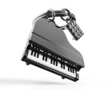 Zongora székkel, fekete - Kulcstartó