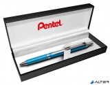 Zseléstoll, 0,35 mm, nyomógombos, égszínkék tolltest, PENTEL "EnerGel BL-407" kék