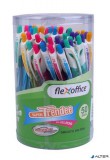 Zseléstoll, 0,35 mm, nyomógombos, vegyes színű test, FLEXOFFICE "Trendee", kék