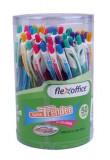 Zseléstoll, 0,35 mm, nyomógombos, vegyes színű test, FLEXOFFICE Trendee, kék (FOZSB09B)