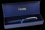 Zseléstoll, 0,35 mm, rotációs, diplomatakék tolltest, PENTEL EnerGel BL-2007 fekete, ajándék kék betéttel (PENBL2007C)