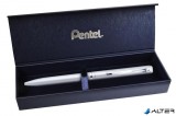 Zseléstoll, 0,35 mm, rotációs, ezüst tolltest, PENTEL "EnerGel BL-2007" fekete, ajándék kék betéttel