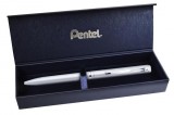 Zseléstoll, 0,35 mm, rotációs, ezüst tolltest, PENTEL EnerGel BL-2007 fekete, ajándék kék betéttel (PENBL2007Z)