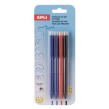 Zseléstoll, 0,5 mm, nyomógombos, radírozható, APLI Erasable, vegyes színek (LCA20517)