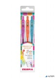 Zseléstoll készlet, 0,33 mm, nyomógombos, ZEBRA "Sarasa Clip Boho Vibes", 3 különböző szín