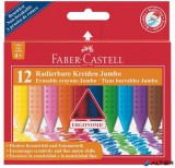 Zsírkréta, háromszögletű, FABER-CASTELL "Jumbo Grip", 12 különböző szín