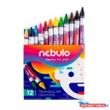 Zsírkréta készlet, háromszög Nebulo, 12 különféle szín
