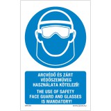 ZSONA Arcvédő és zárt védőszemüveg használata kötelező Alumínium tábla 160x100 mm