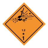 Zsona Dekor ADR-bárca, 1.-osztály, Robbanóanyagok és -tárgyak, 1.2-alosztály Műanyag tábla 250x250 mm
