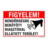 Zsona Dekor Figyelem! Rendőrségre bekötött riasztóval ellátott terület! Öntapadós matrica 160x100 mm