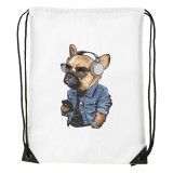 Zsona Dekor Francia bulldog zenét hallgat - Sport táska fehér