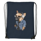 Zsona Dekor Francia bulldog zenét hallgat - Sport táska navy kék