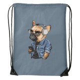 Zsona Dekor Francia bulldog zenét hallgat - Sport táska szürke