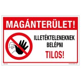 Zsona Dekor Magánterület! Illetékteleneknek belépni tilos! Műanyag tábla 160x250 mm