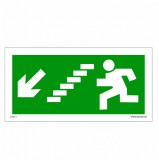 Zsona Dekor Menekülési út balra, lépcsőn le Utánvilágító öntapadós matrica 200x100 mm