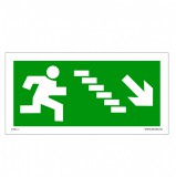 Zsona Dekor Menekülési út jobbra, lépcsőn le Utánvilágító öntapadós matrica 200x100 mm