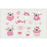 Zsona Dekor Öntapadós állatos-pug matrica csomag