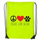 Zsona Dekor Peace love and dog - Sport táska sárga