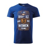 Zsona Dekor Póló I like my whisky mintával - Kék