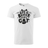 Zsona Dekor Póló Life is better with a cat mintával - Fehér